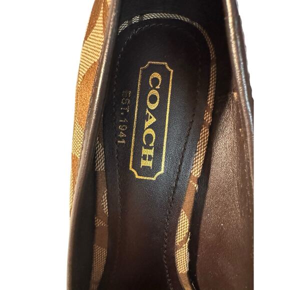 COACH Womens Size 7M Signature Brown Monogram Issy Wedge Platform Heel Shoes - Picture 8 of 11